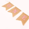 Factory direct supply of birthday ONE linen swallow-tailed flag for baby's first birthday party decoration, decal and flag Specification image